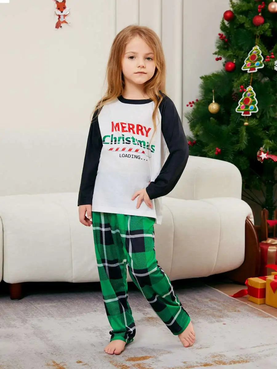 Printed Christmas Matching Family Pajamas Pjs Set #24531