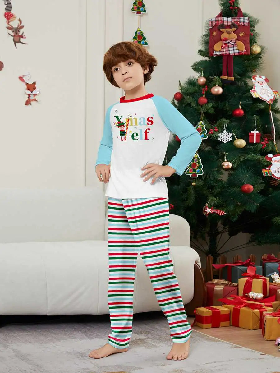 Printed Christmas Matching Family Pajamas Pjs Set #24597