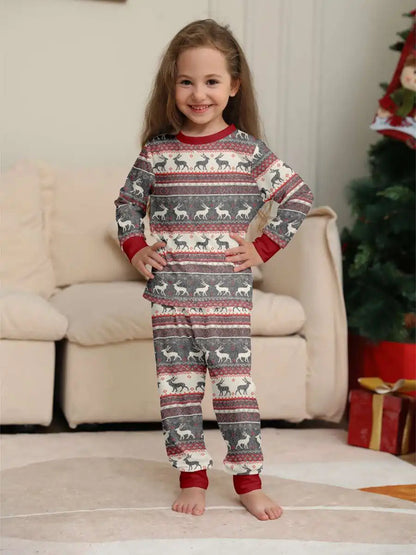 Reindeer Printed Christmas Matching Family Pajamas Pjs Set Sleepwear #24882