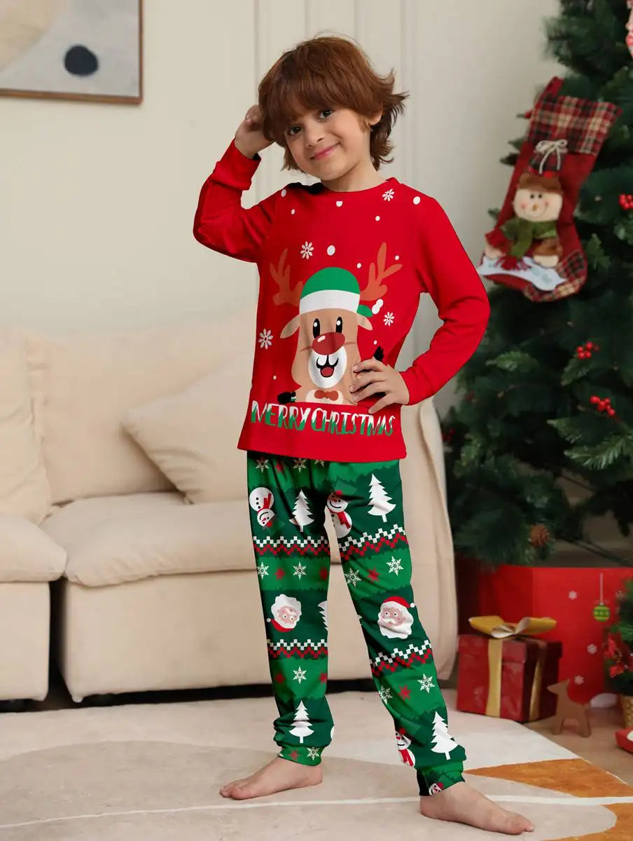 Cute Reindeer Family Matching Christmas Pajamas Sets