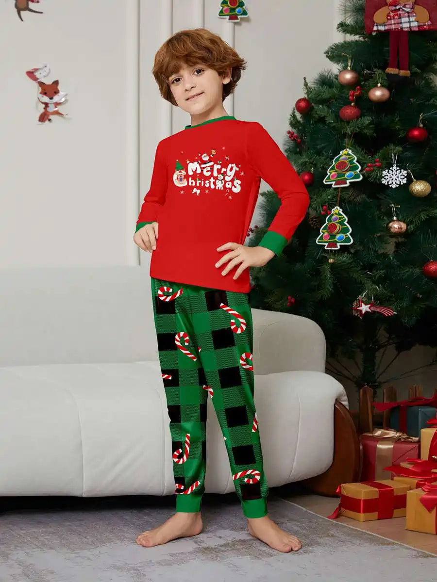 Printed Christmas Matching Family Pajamas Pjs Set Sleepwear #24571