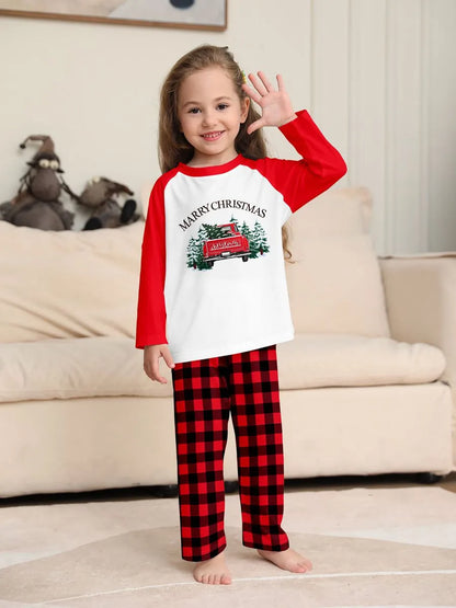 Printed Car Christmas Matching Family Pajamas Pjs Set Sleepwear #24822