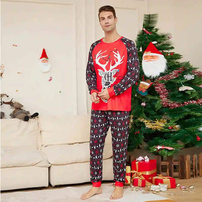 Printed Christmas Matching Family Pajamas Pjs Set #24325