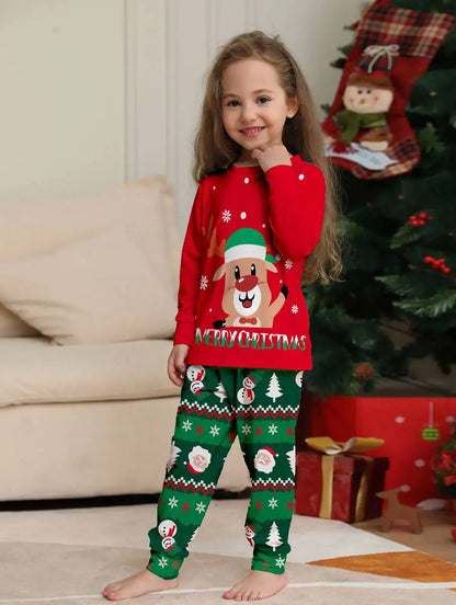 Cute Reindeer Family Matching Christmas Pajamas Sets