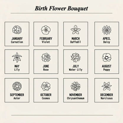 Personalized Name Necklace with Birth Flower Bouquet #3