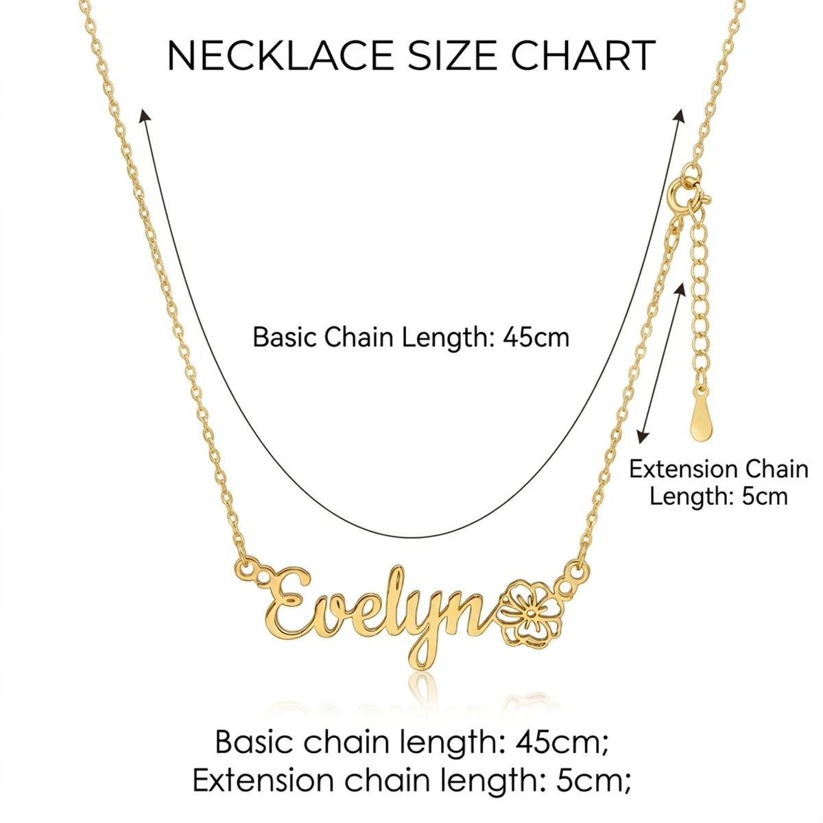 Personalized Name Necklace with Birth Flower Bouquet #3