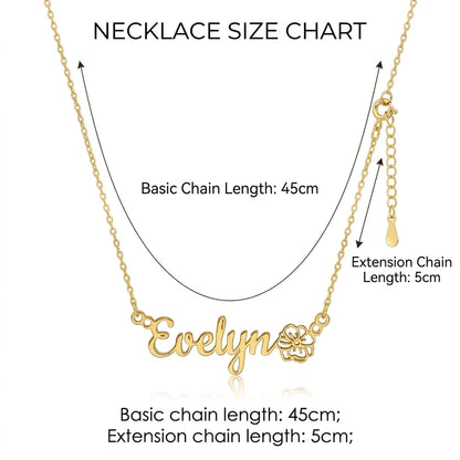 Personalized Name Necklace with Birth Flower Bouquet #3
