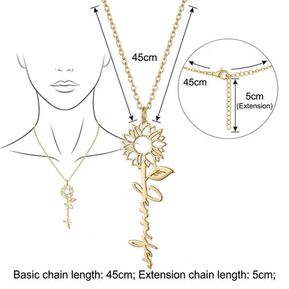 Personalized Name Necklace With Sunflower #10