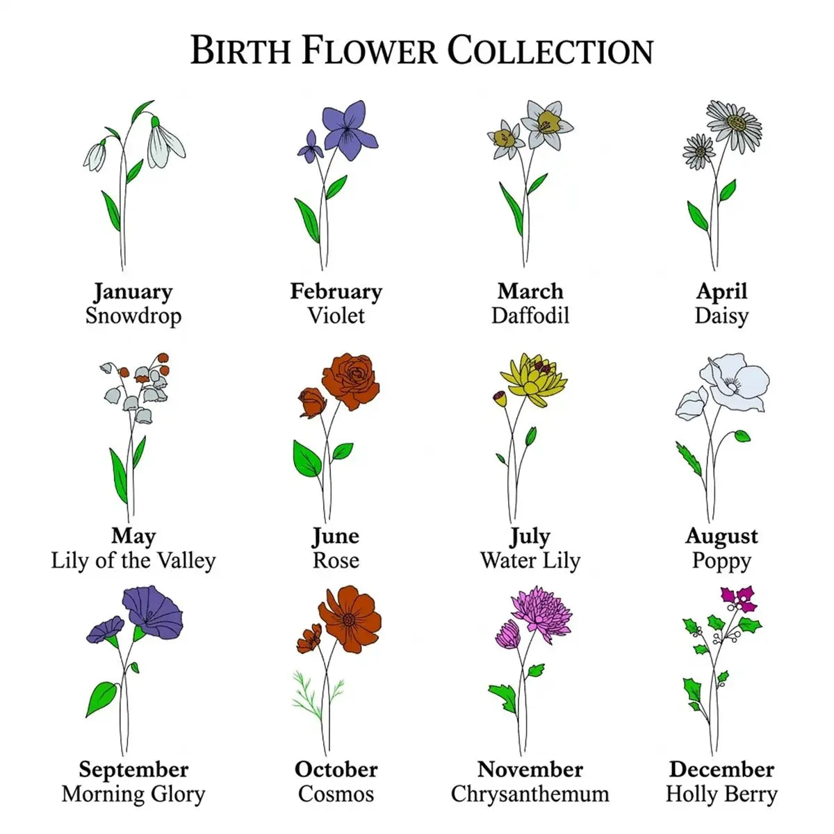 Personalized Name Necklace with Birth Flower #4