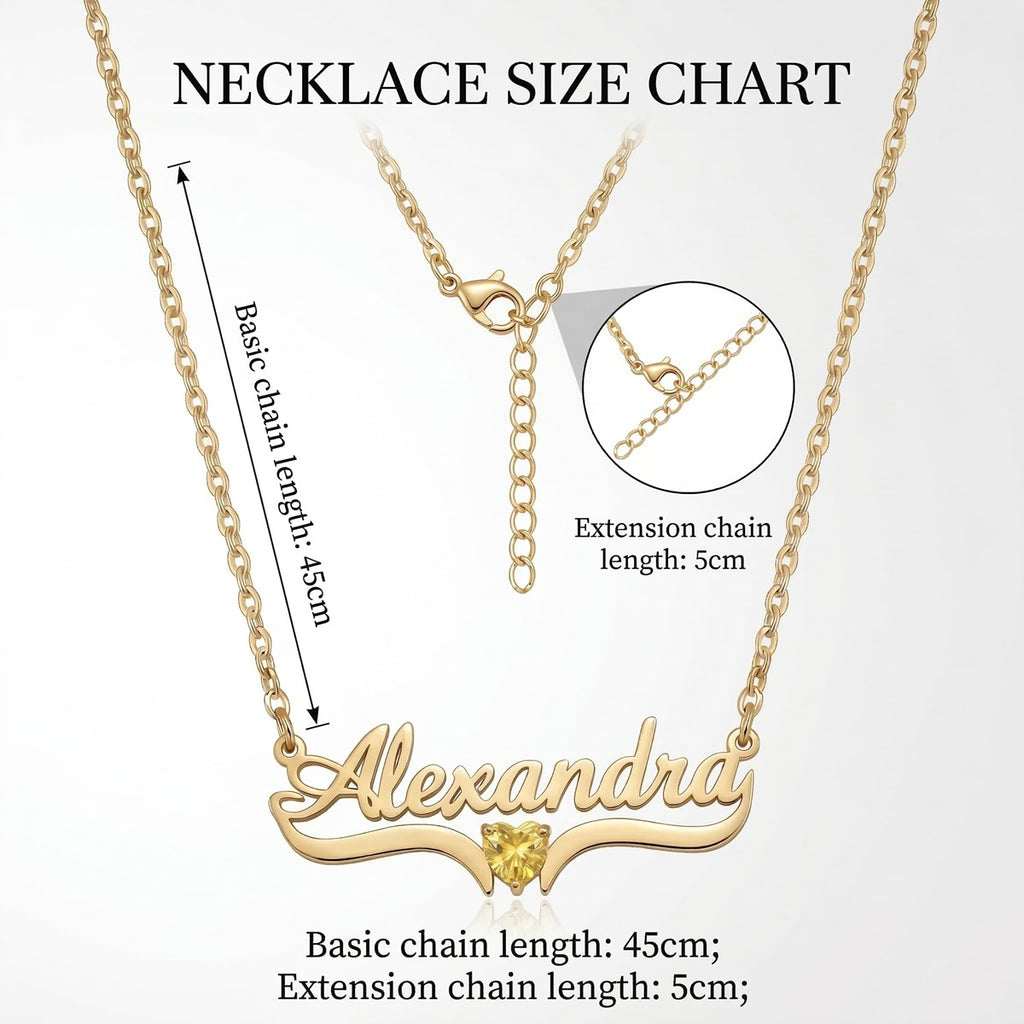 Personalized Name Necklace with Birthstone #1ZX