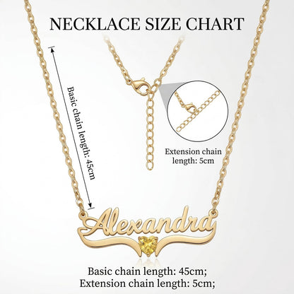 Custom Birthstone Name Necklace - Personalized Jewelry - Gold/Silver - Gift For Mom/Grandmother/Girlfriend - #1ZX