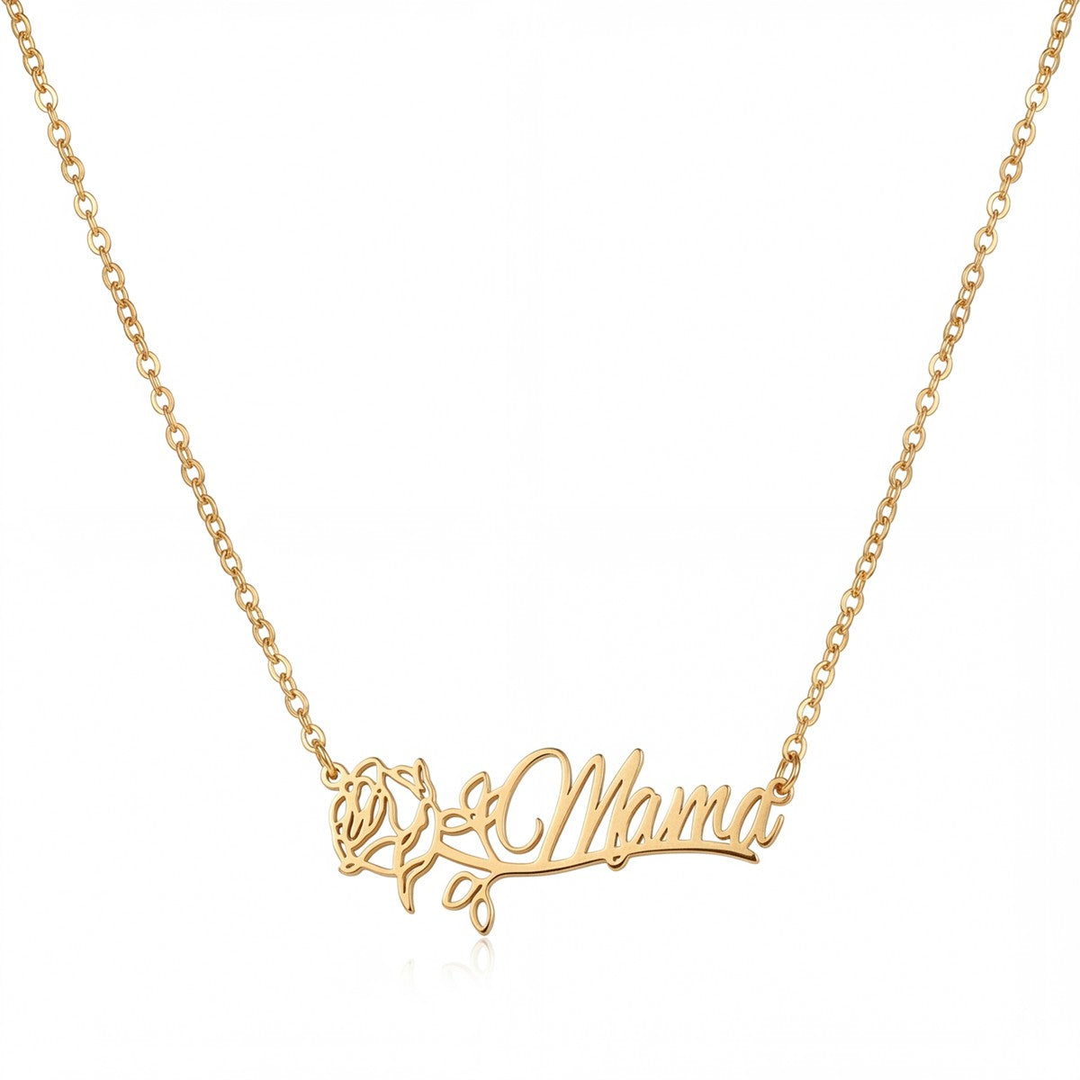 Personalized Name Necklace with Birth Flower #2