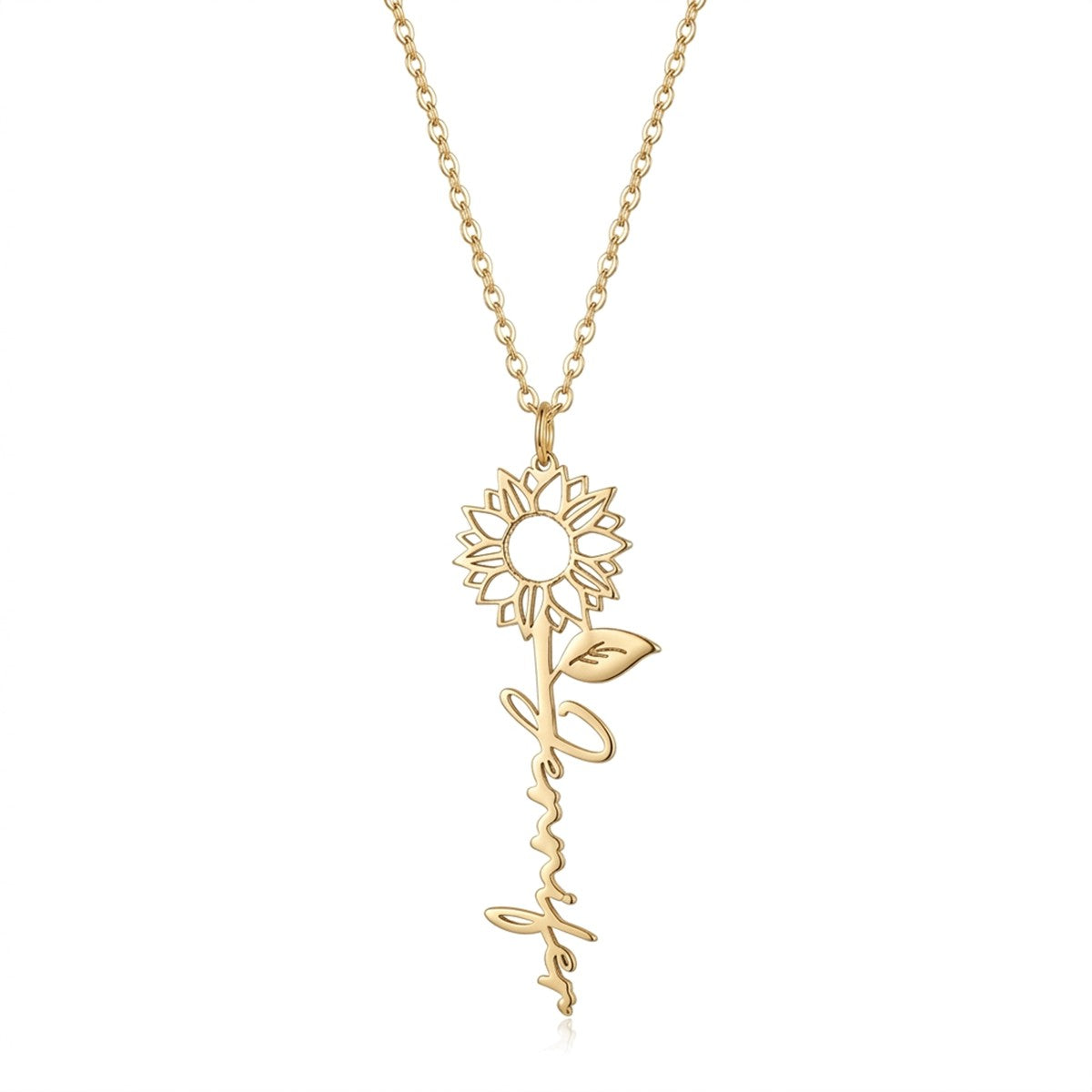 Personalized Name Necklace With Sunflower #10