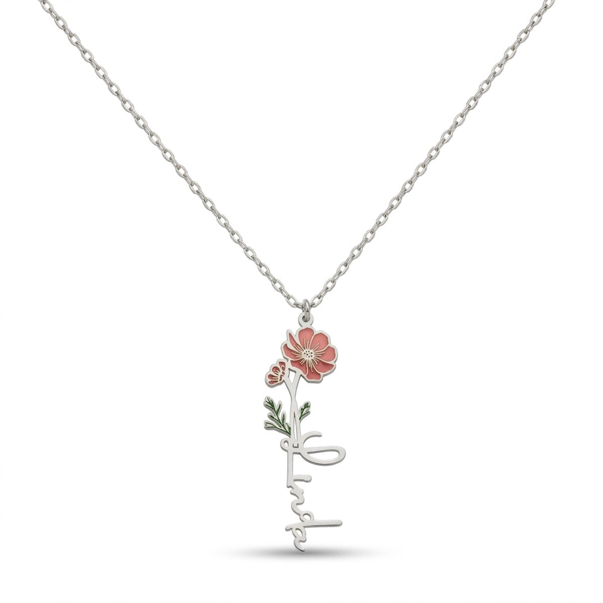 Personalized Name Necklace with Birth Flower #4