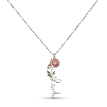 Personalized Name Necklace with Birth Flower #4