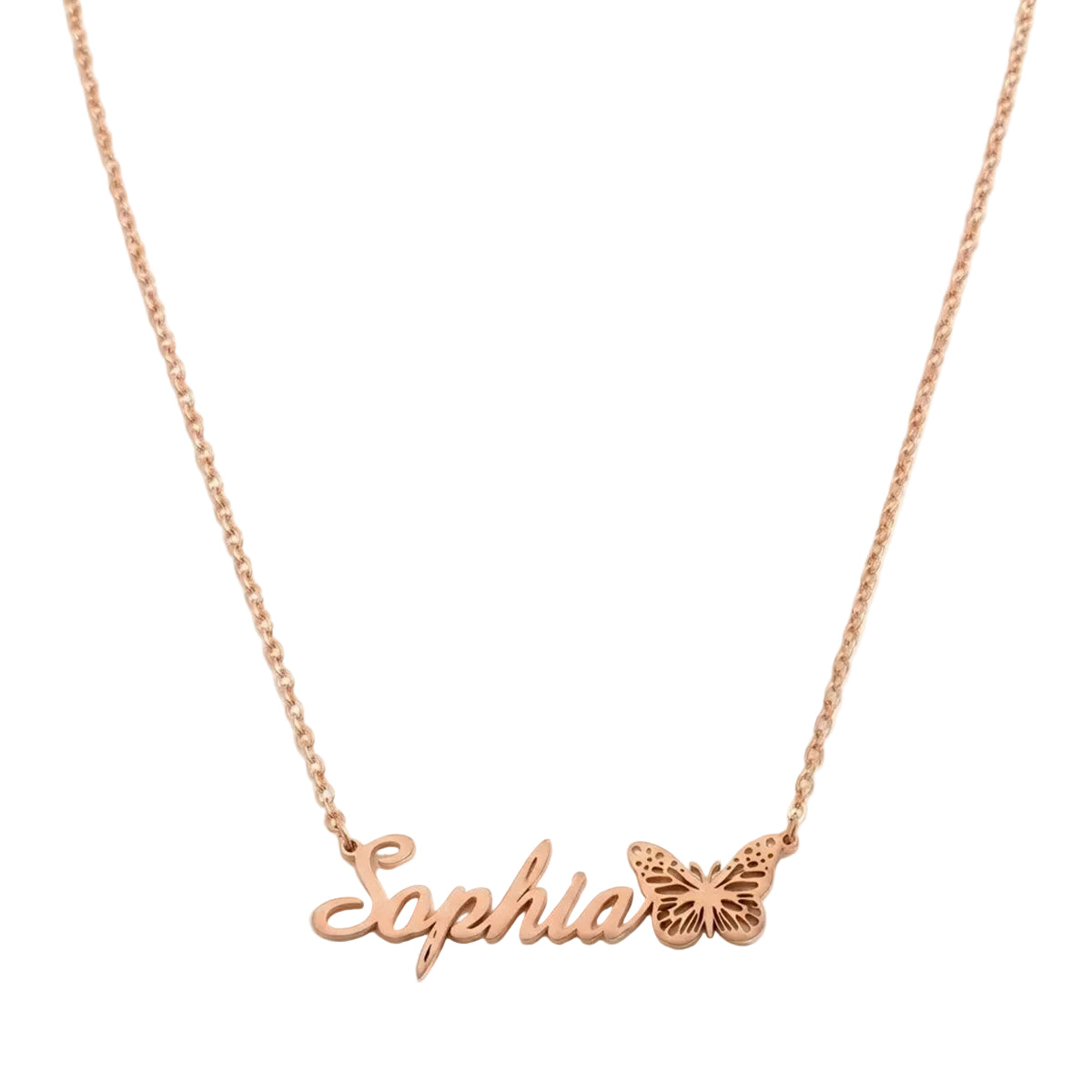 Personalized Name Necklace With Butterfly of Birth