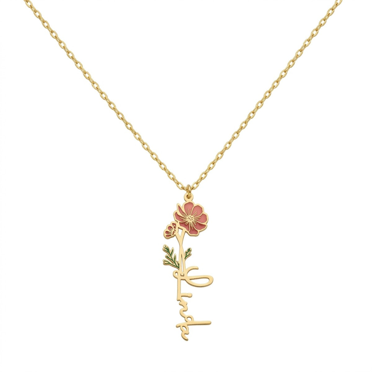 Personalized Name Necklace with Birth Flower #4