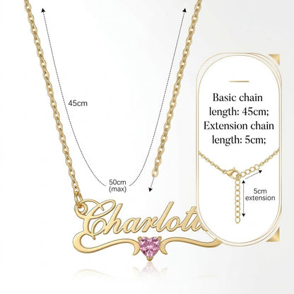 Custom Birthstone Name Necklace - Personalized Jewelry - Gold/Silver - Gift For Mom/Grandmother/Girlfriend - #6ZX