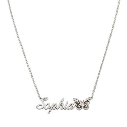 Personalized Name Necklace With Butterfly of Birth