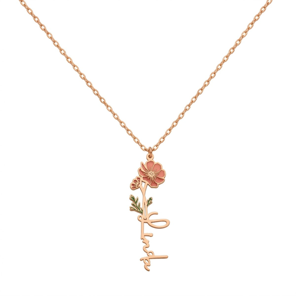 Personalized Name Necklace with Birth Flower #4