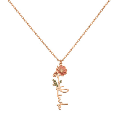 Personalized Name Necklace with Birth Flower #4