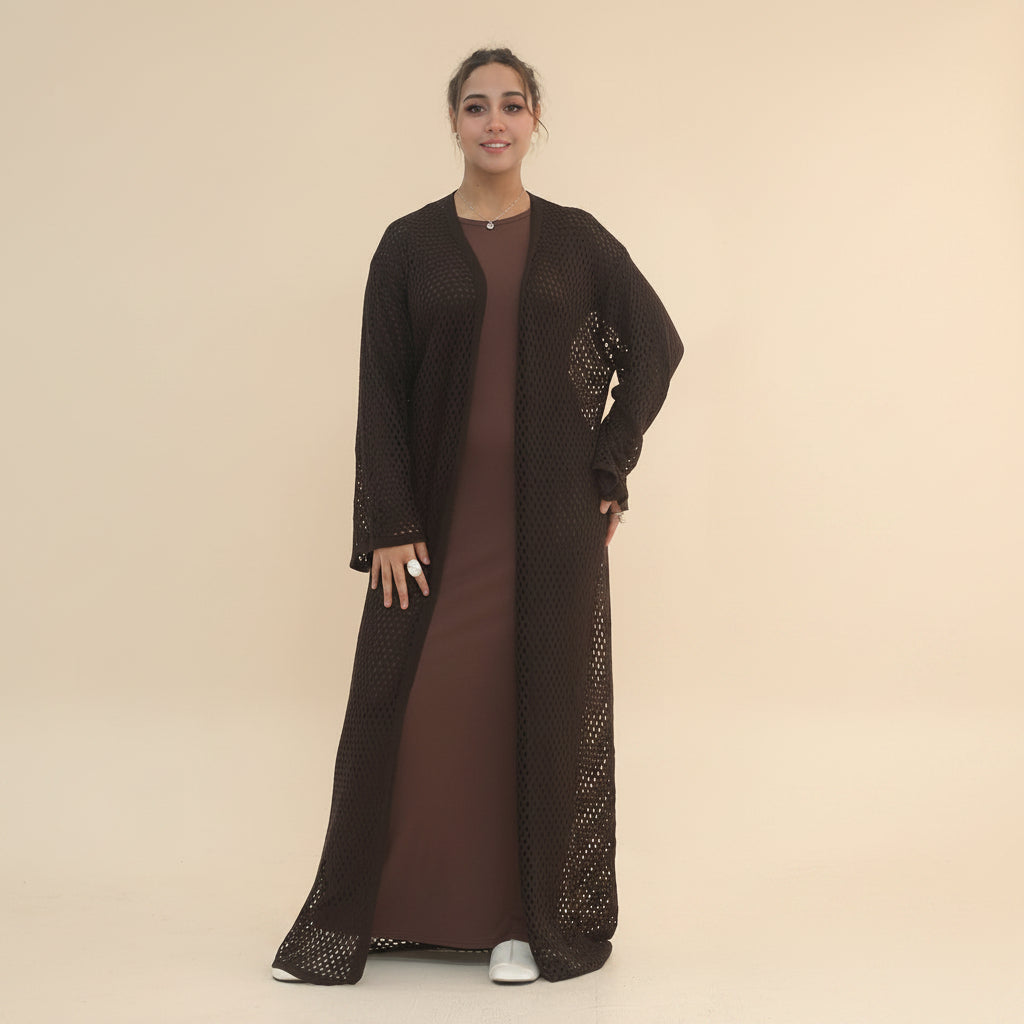 Muslim Women Hollow Open Abaya Dress #261080