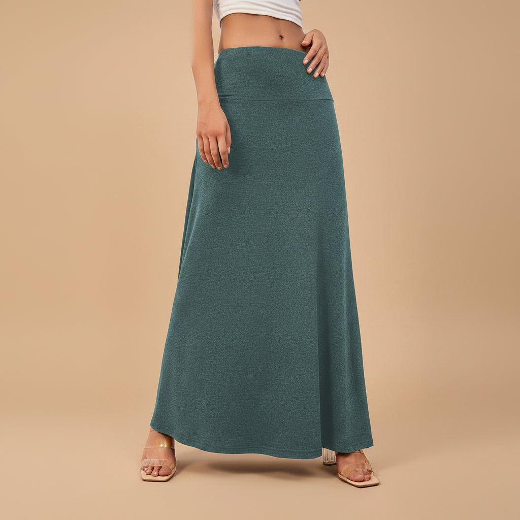 Plain Solid Color Knitted Modest Skirt #2606351