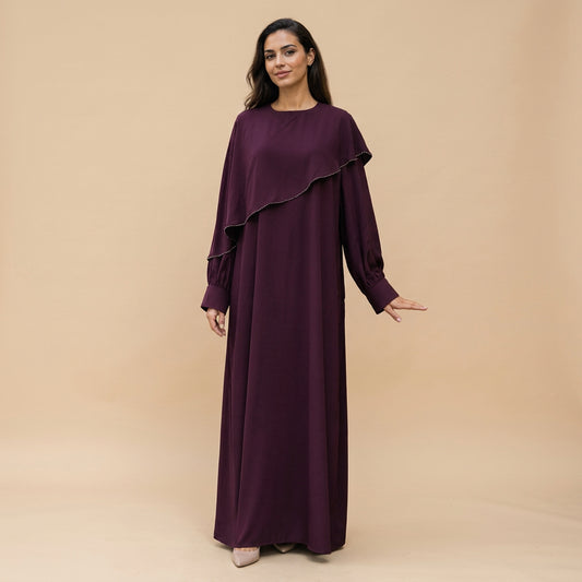 Muslim Women Beads Ruffle Nida Abaya Dress #261273