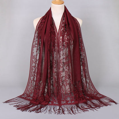 Muslim Women Lace Hollow Tassel Hijab Scarf #26VS068