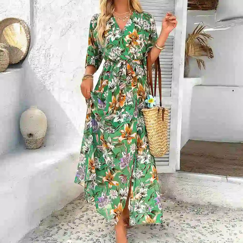 Printed Waist Dress #252393