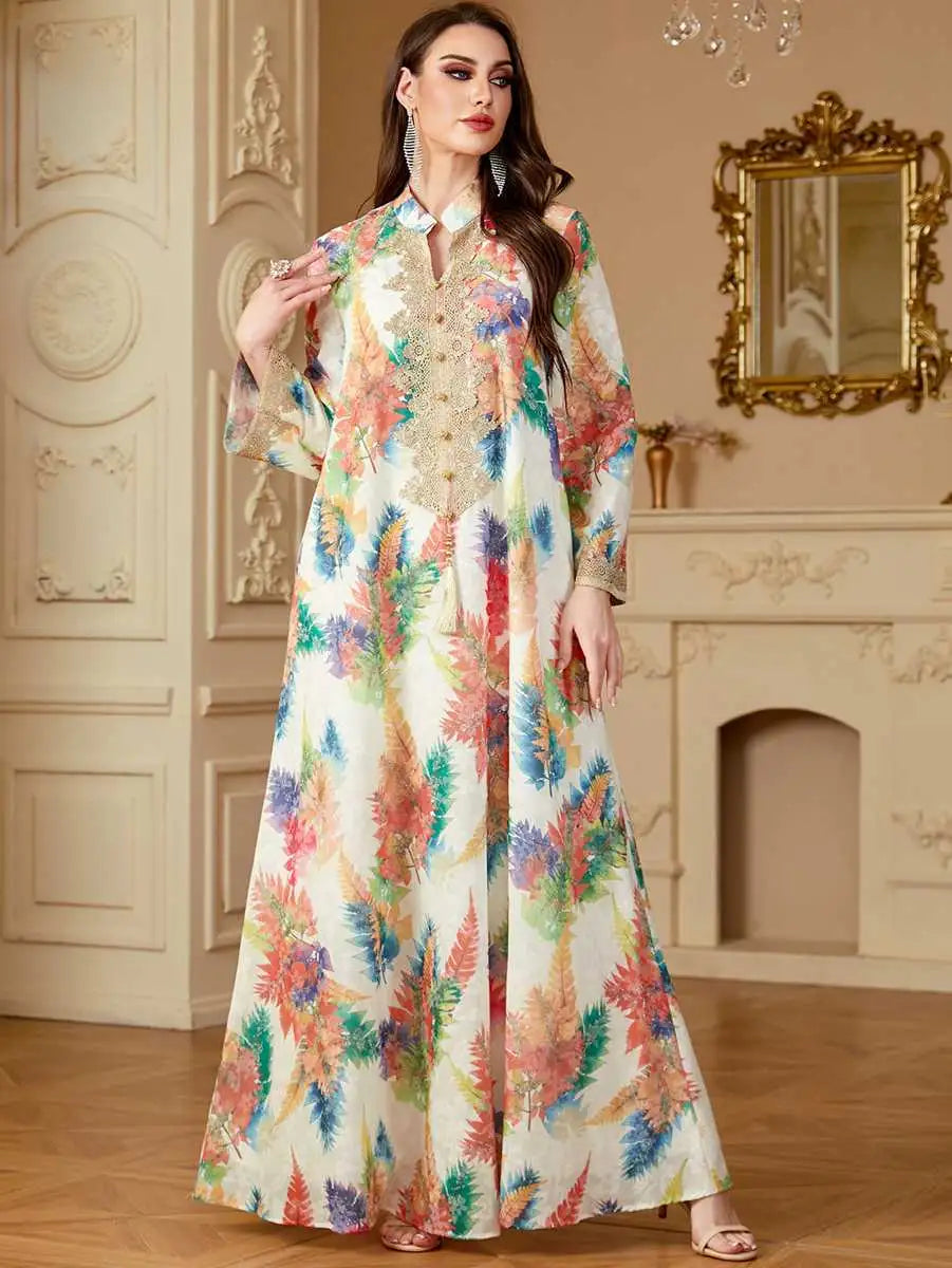 Floral Printed Eid Caftan Kaftan Dress Jalabiya