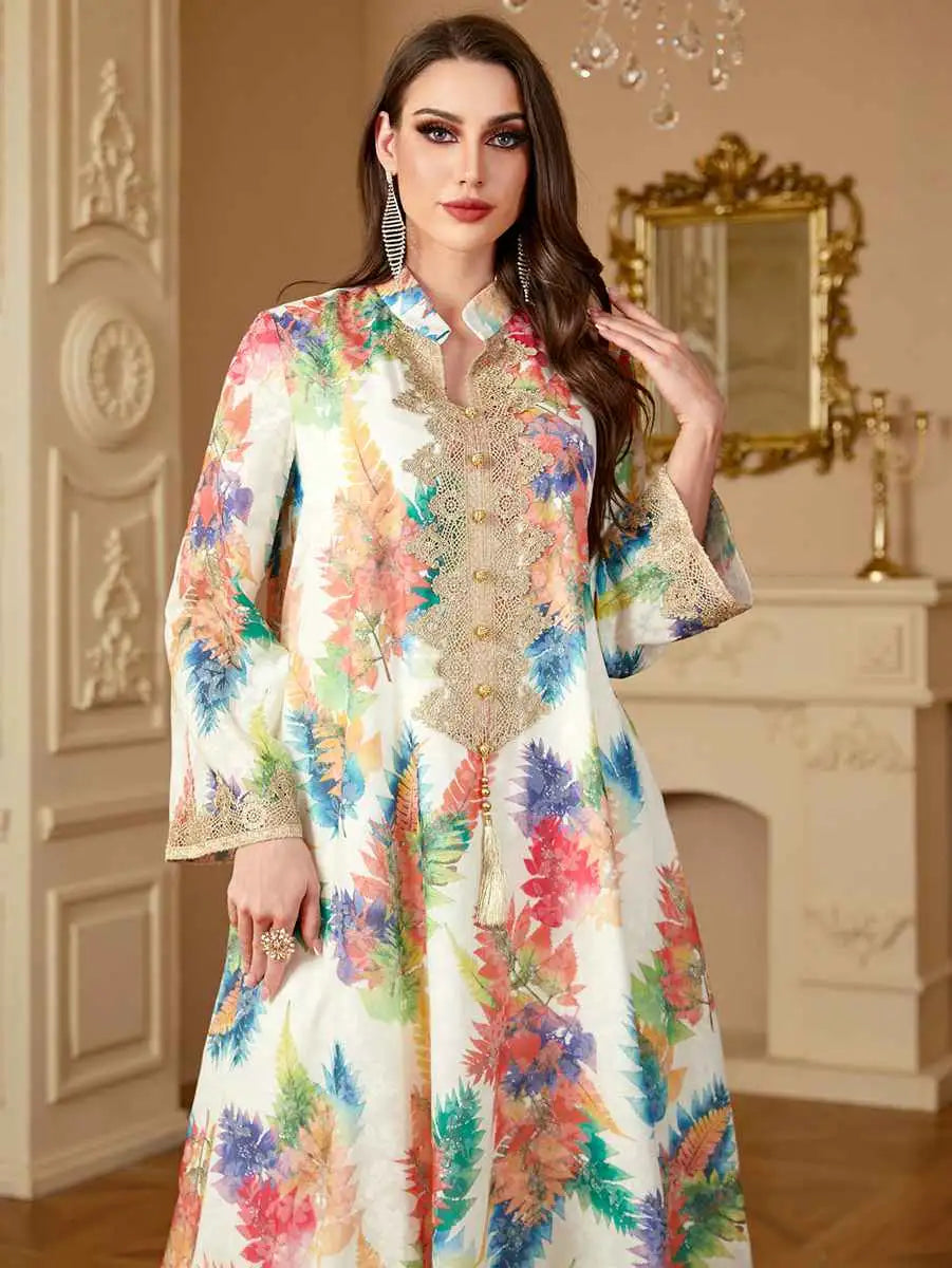 Floral Printed Eid Caftan Kaftan Dress Jalabiya