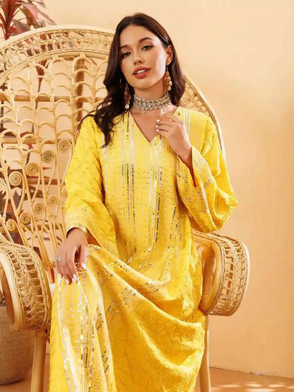 Sequins Embroidery Eid Caftan Kaftan Dress #25418