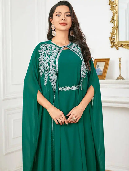 Eid 2 Pieces Set Embroidery Caftan Kaftan Dress #253922