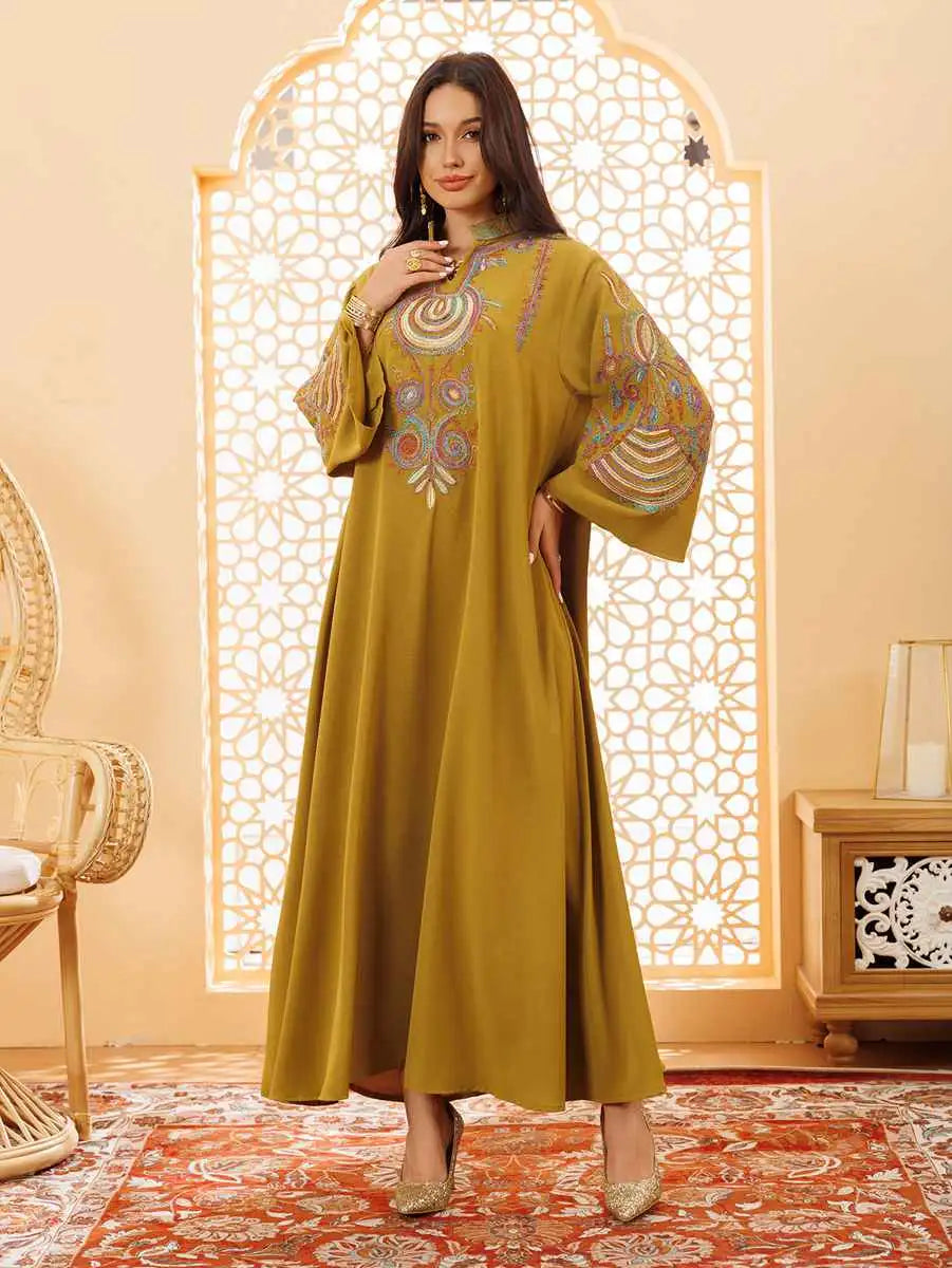 Rope Embroidery Eid Jalabiya Caftan Kaftan Dress