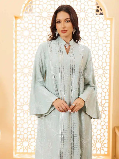 Eid Dress Sequins Embroidery Caftan Kaftan Dress #25419