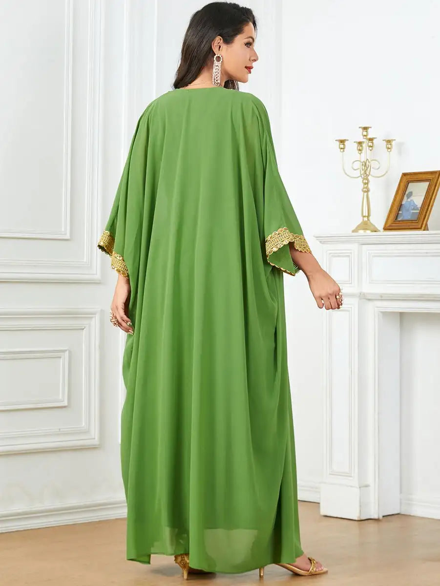 Eid Chiffon Dress 2 Pieces Caftan Kaftan Dress With Inner Sleeveless Dress