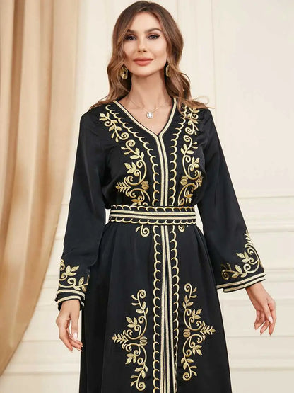 Eid Outfits 2 Pieces Set Embroidery Caftan Kaftan Dress With Inner Dress