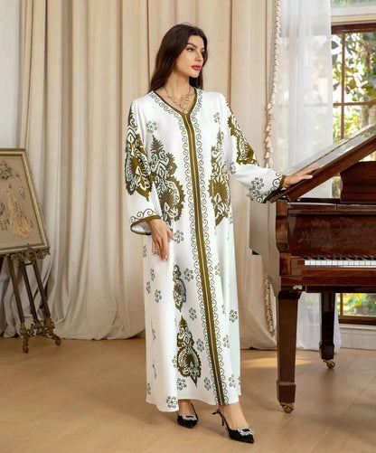 Beads Rhinestone Eid Dress Mulsim Women Caftan Kaftan Dress