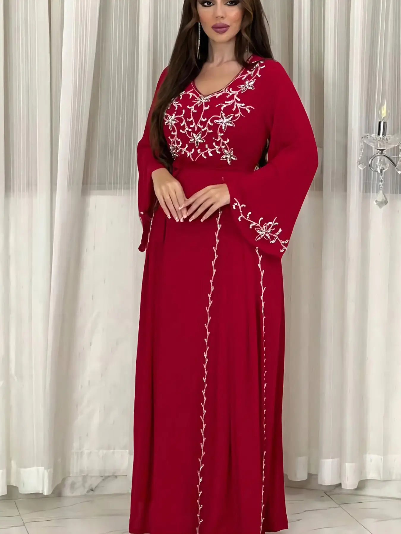Embroidery Applique Eid Caftan Kaftan Dress