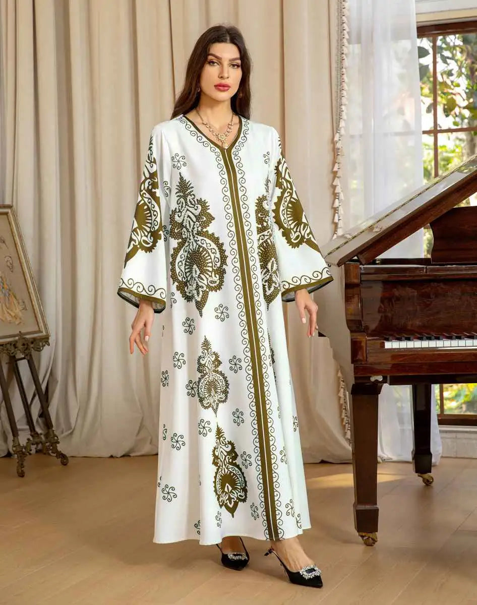 Beads Rhinestone Eid Dress Mulsim Women Caftan Kaftan Dress