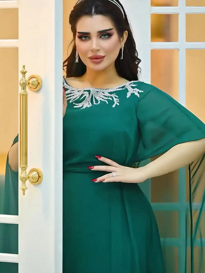 Eid Chiffon Dress Muslim Women Caftan Kaftan Dress
