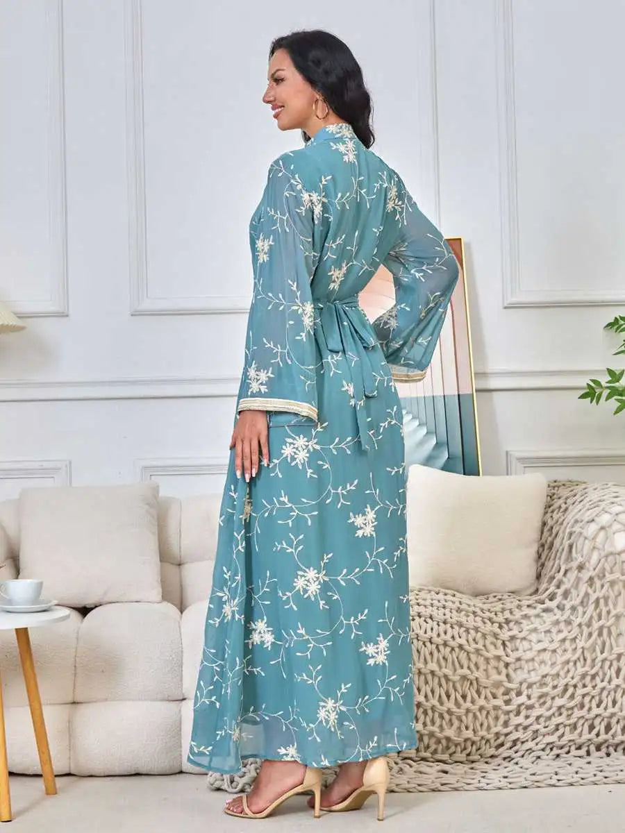 Embroidery Eid Dress Muslim Women Caftan Kaftan Dress