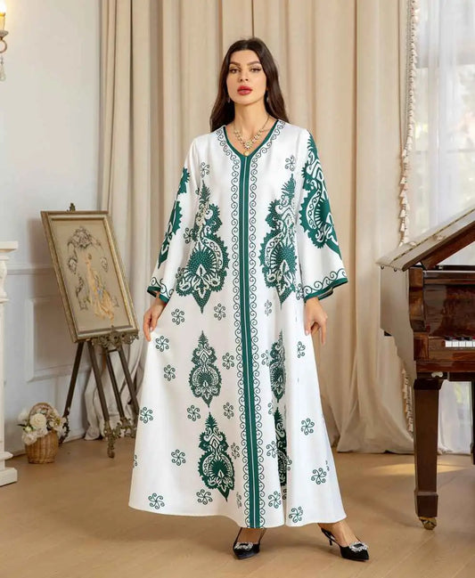 Beads Rhinestone Eid Dress Mulsim Women Caftan Kaftan Dress