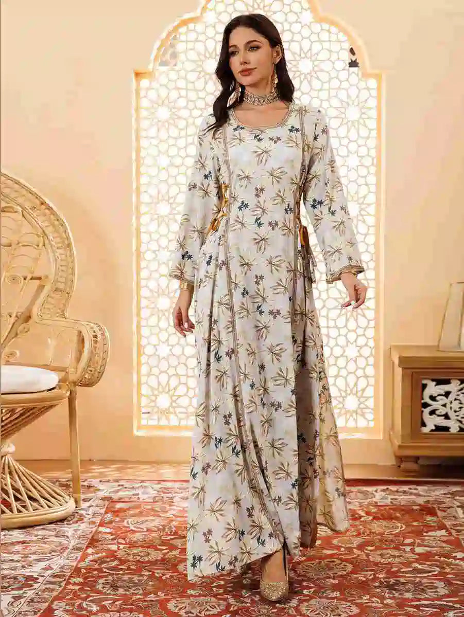 Eid Dress Floral Printed Caftan Kaftan Dress #25441