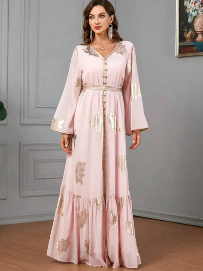 Eid Dress Middle East Arab Bronzing Chiffon Kaftan Dress Caftan