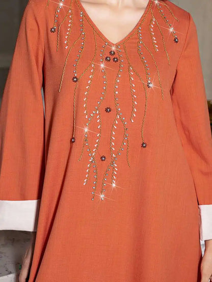 Hand-stitched Rhinestone Eid Caftan Kaftan Dress #255007