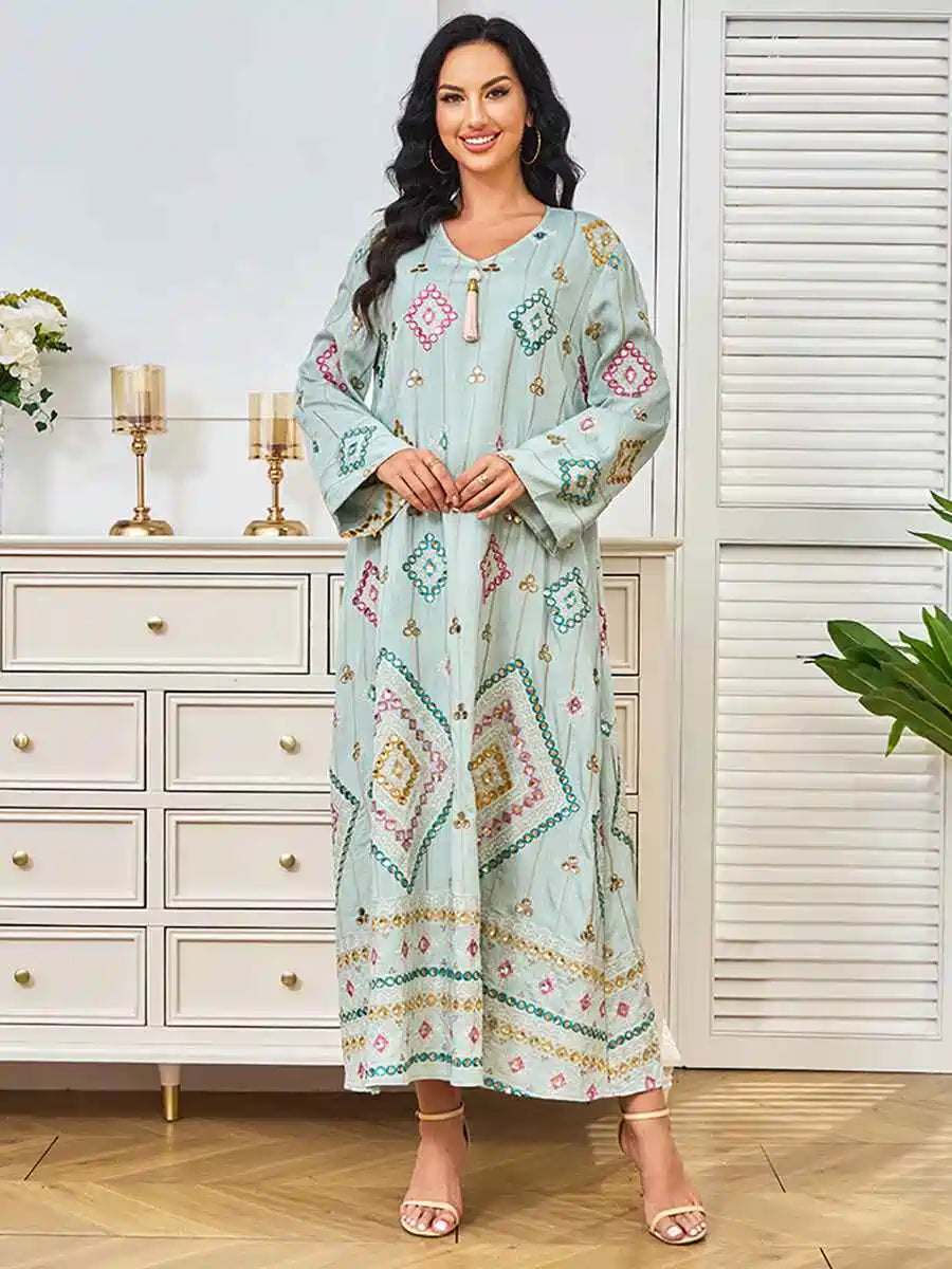 Sequins Embroidery Eid Caftan Kaftan Dress #24366