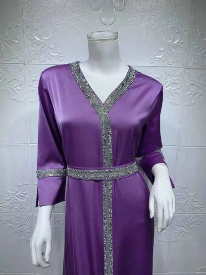 Long Sleeve Turkey Dubai Women Kaftan Dress Jalabiya
