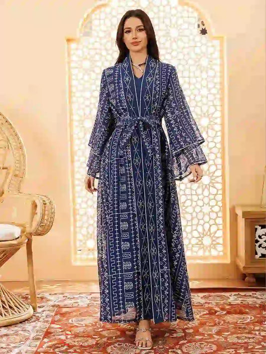 2 Pieces Set Eid Doris Caftan Kaftan Dess With Inner Sleeveless Dress #24445